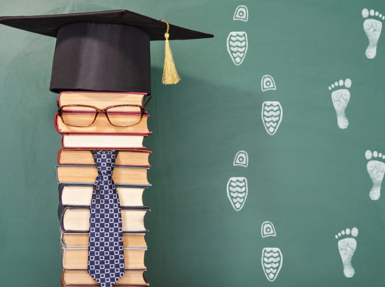 Funny education concept with the professor in mortarboard