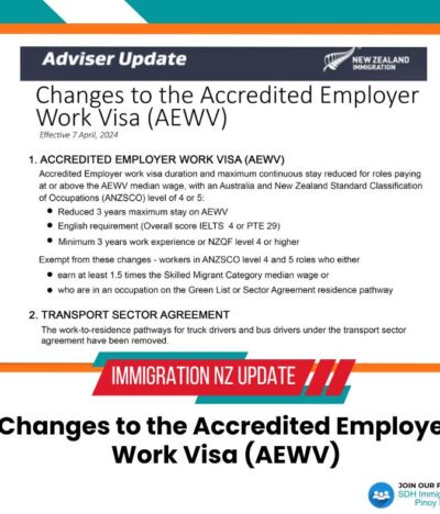 Changes to the Accredited Employer Work Visa (AEWV)