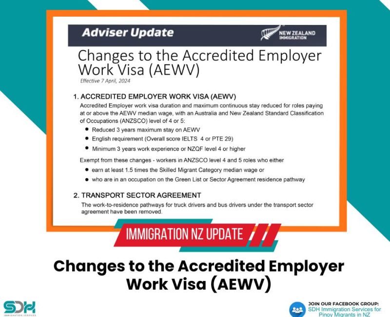 Changes to the Accredited Employer Work Visa (AEWV)