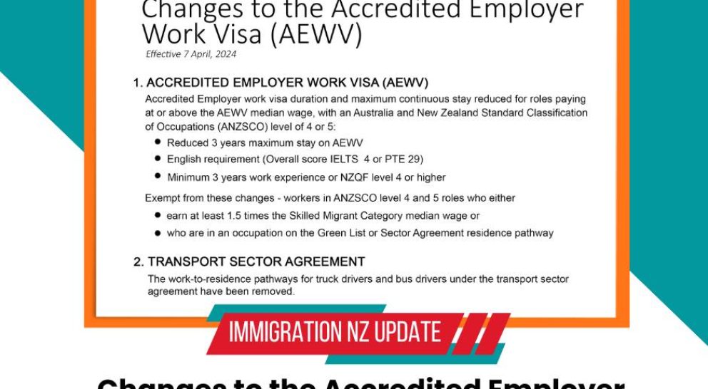 Changes to the Accredited Employer Work Visa (AEWV)